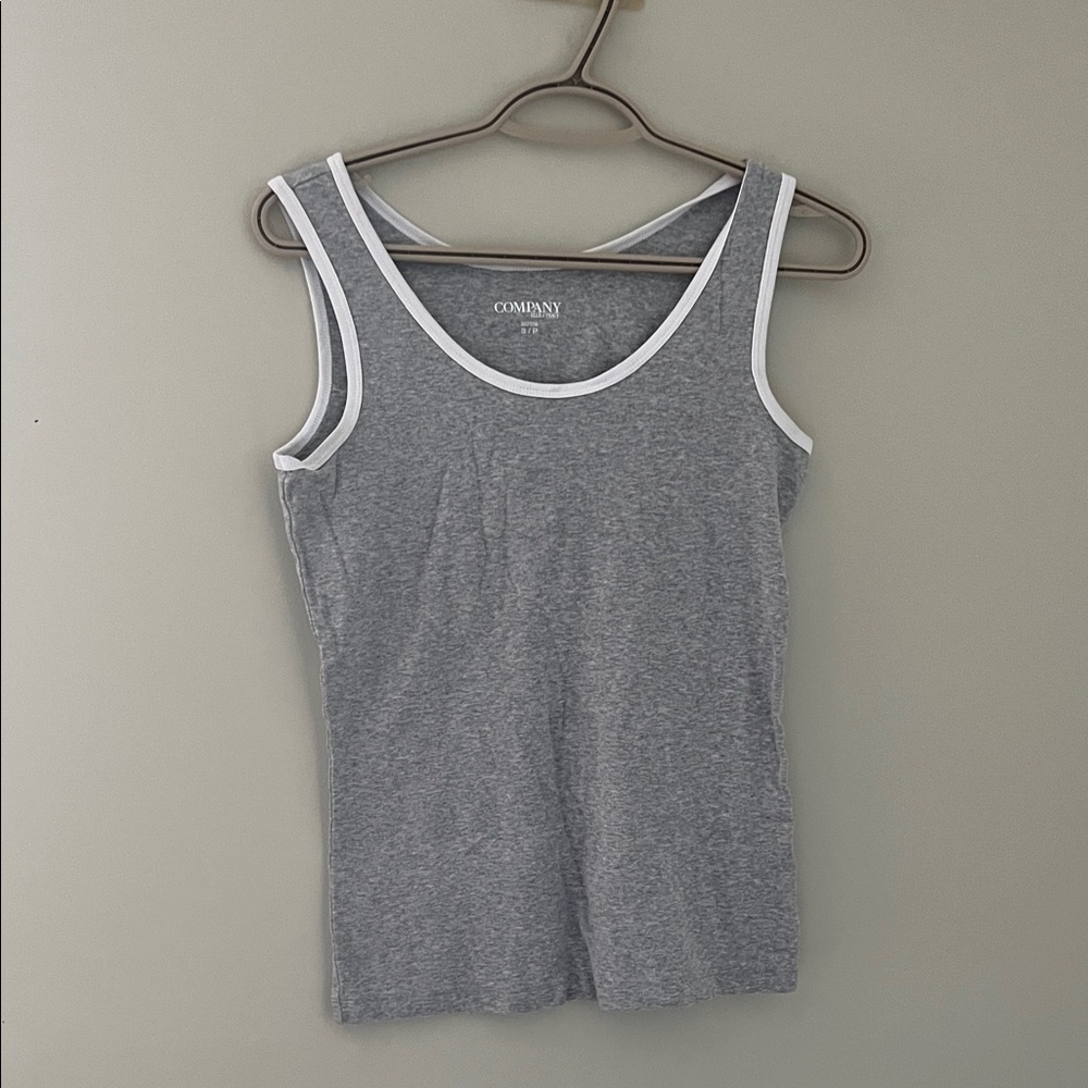Company Ellen Tracy Gray Tank Top with White Trim